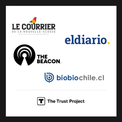 A group of logos that include the beacon, el diario and le courrier.